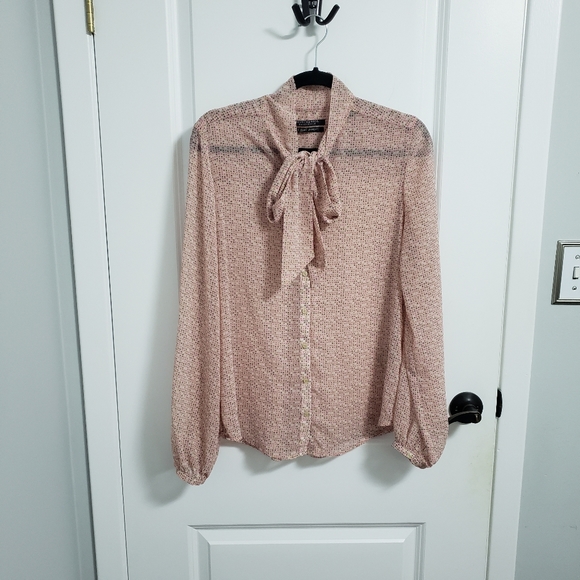Scotch & Soda Tops - SCOTCH & SODA Pink Stars Tie Bow Blouse